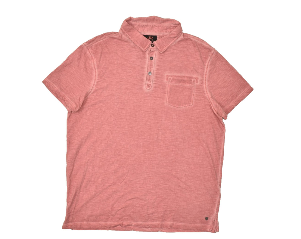 Rock & Republic Men's Pink Washed Polo Shirt Pocket Short Sleeve Size XXL Cotton